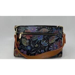 VALENTINA LEATHER FLORAL PRINT CROSSBODY BAG